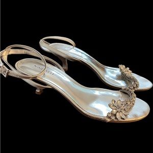 Rhinestone dress shoe small evening heel 8 1/2